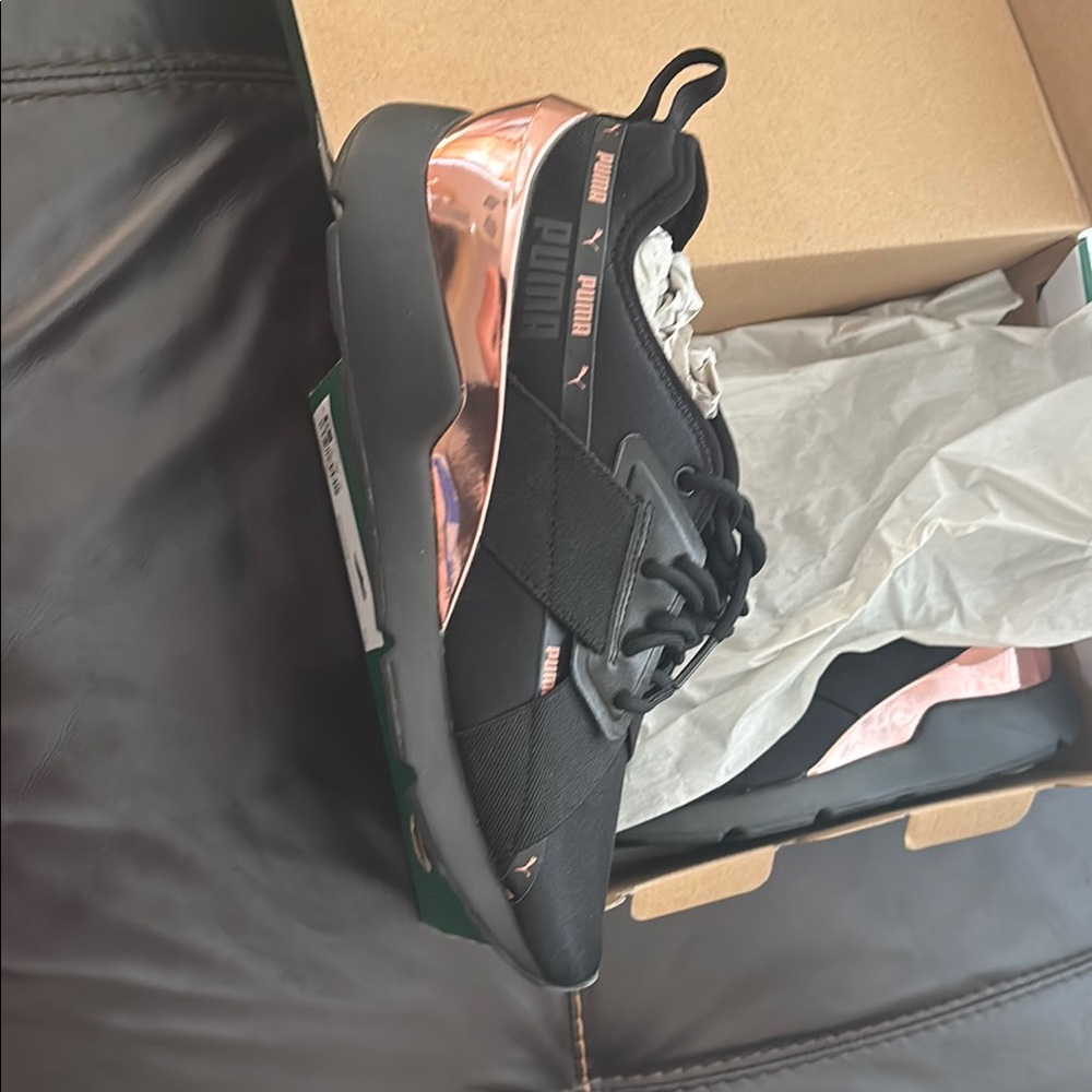Puma Black Sneakers with Metallic Accents